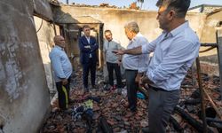 Büyükşehir’den evi yanan aileye yardım eli