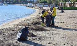 Bodrum'da gönüllülerden kıyı temizliği