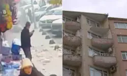 Son anda kurtuldular: 5 katlı binada balkon çöktü!