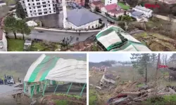 Aşırı yağışlar heyelana neden oldu: 2 ev ve 1 spor tesisi yıkıldı!