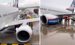 Havalimanında faciadan dönüldü: Uçağın tekerlekleri koptu, kanadı delindi!