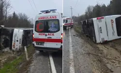 Polisleri taşıyan otobüs devrildi: 3'ü polis 4 yaralı