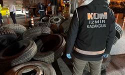 Lastiklerin içine sakladılar, polisten kaçamadılar... İzmir'de kaçak sigara operasyonu!