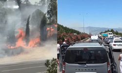 İzmir'de yangın paniği... Trafik durdu!