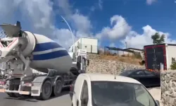 Yola beton döken mikser trafikten men edildi