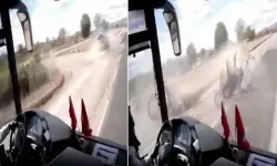 Otomobil ile çarpışan traktör ikiye bölündü!