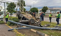 Takla atan otomobilden sağ çıktı!