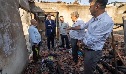 Büyükşehir’den evi yanan aileye yardım eli