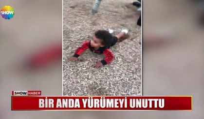 Bir anda yürümeyi unuttu