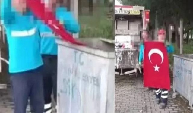 Türk bayrağını çöpe atıp kendileri bulmuş gibi yaptılar