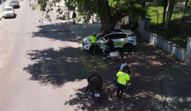 Kula'da dron destekli trafik denetimi