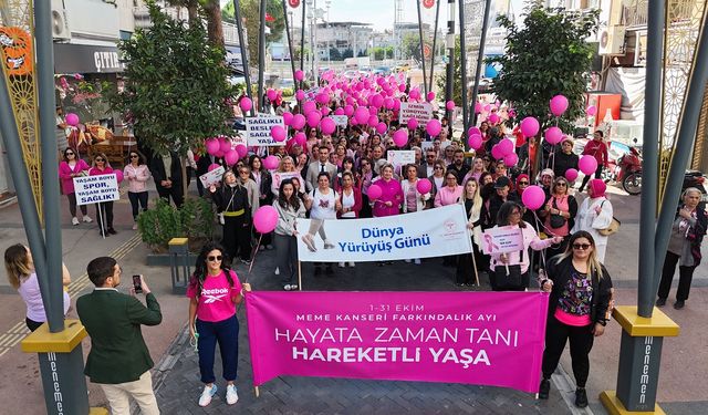 Menemenli kadınlar kansere karşı farkındalık için yürüdü!