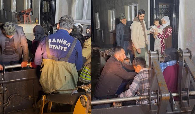 Manisa'da mahsur kalan 11 kişilik aile kurtarıldı