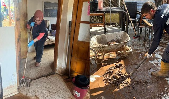 Seferihisar'da sel ve fırtına sonrası yoğun mesai