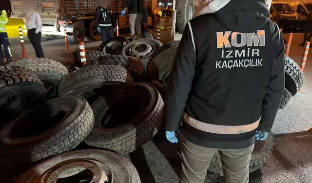 Lastiklerin içine sakladılar, polisten kaçamadılar... İzmir'de kaçak sigara operasyonu!