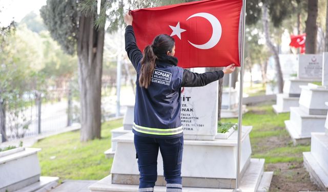 Konak’tan şehitlere vefa: Bayram öncesi temizlik ve bakım seferberliği