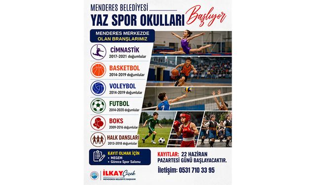 Menderes’te Yaz Spor Okulları başlıyor
