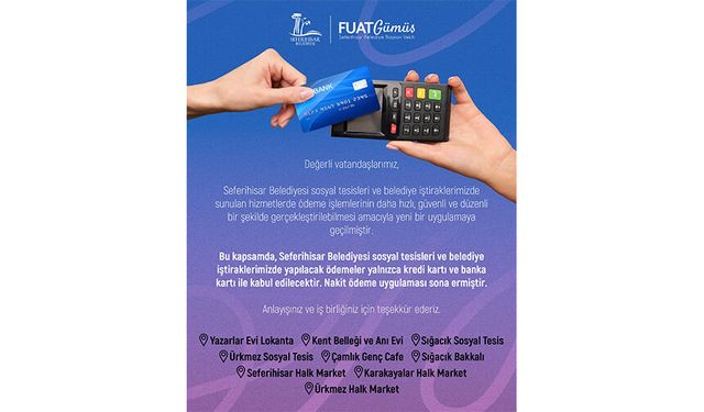 Seferihisar Belediyesi'nde  yeni ödeme dönemi