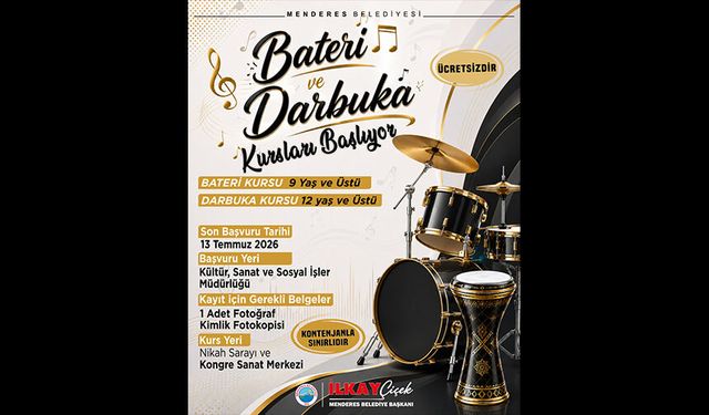 Menderes’te bateri ve darbuka kursları başlıyor!