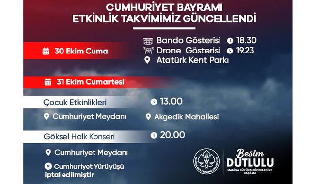 Manisa’da Cumhuriyet coşkusu hafta sonuna taşındı