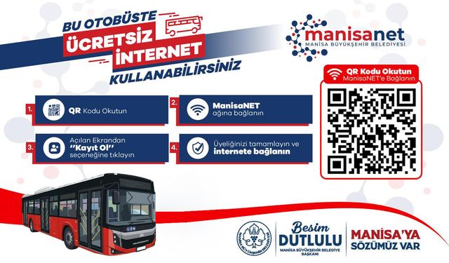 Manisa'da Otobüslerinde Ücretsiz İnternet Dönemi