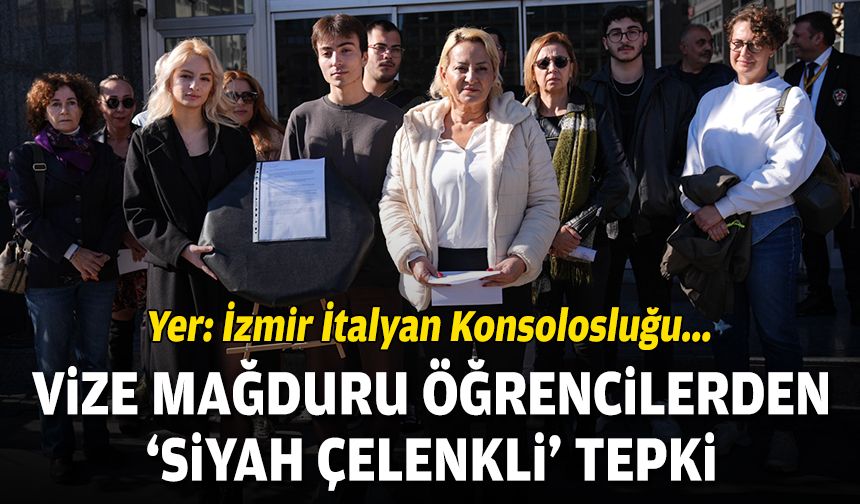 Vize mağduru öğrencilerden 'siyah çelenkli' tepki