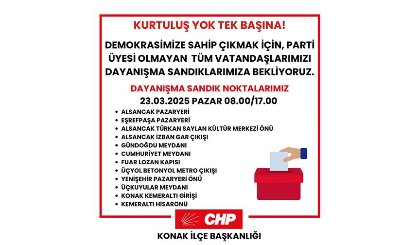 CHP Konak Dayanışma sandığı noktalarını açıkladı