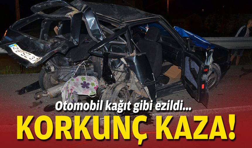 Otomobil kağıt gibi ezildi... Korkunç kaza!