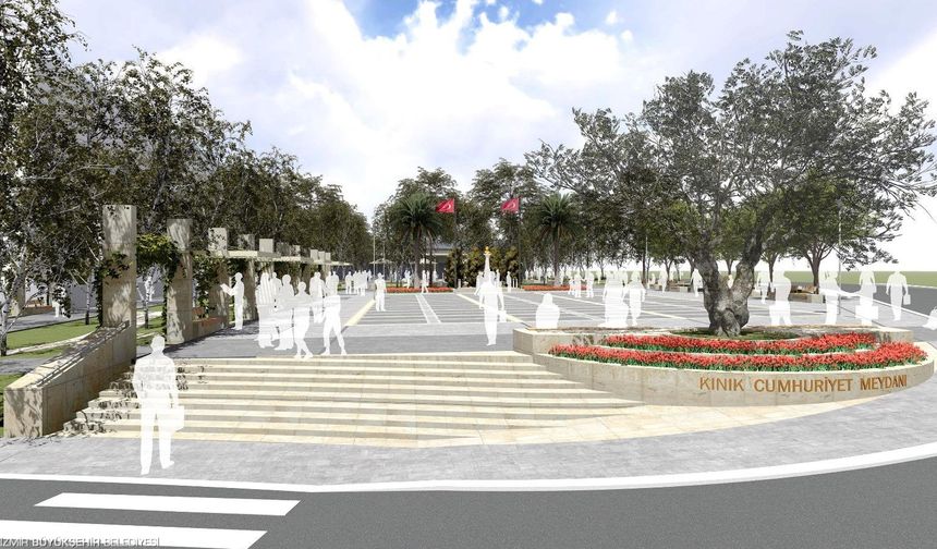 Kınık Cumhuriyet Meydanı yeni çehresine kavuşuyor