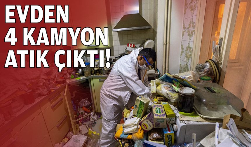 Alsancak'ta çöp ev vakası: 4 kamyon atık çıktı