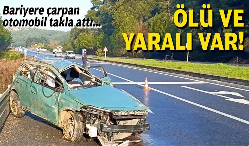 Bariyere çarpan otomobil takla attı: Ölü ve yaralı var!