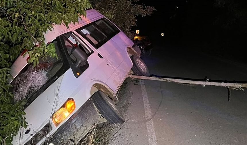 Ağaca çarpan minibüsteki 2 kişi yaralandı