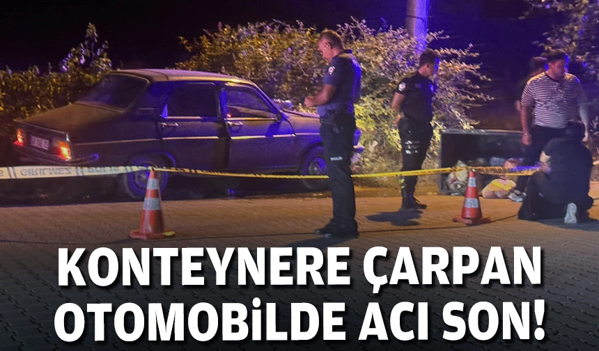 Konteynere çarpan otomobilde acı son!