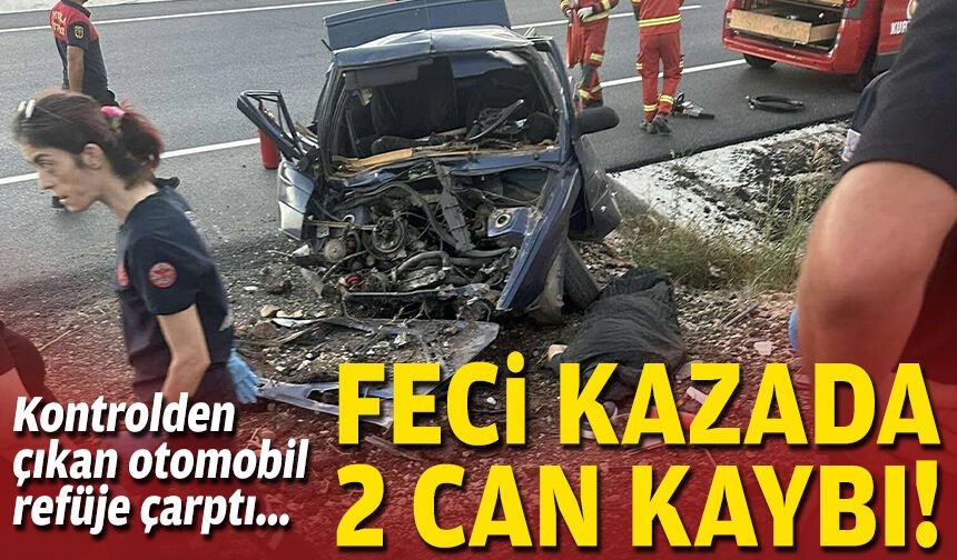 Kontrolden çıkan otomobil refüje çarptı... Feci kazada 2 can kaybı!