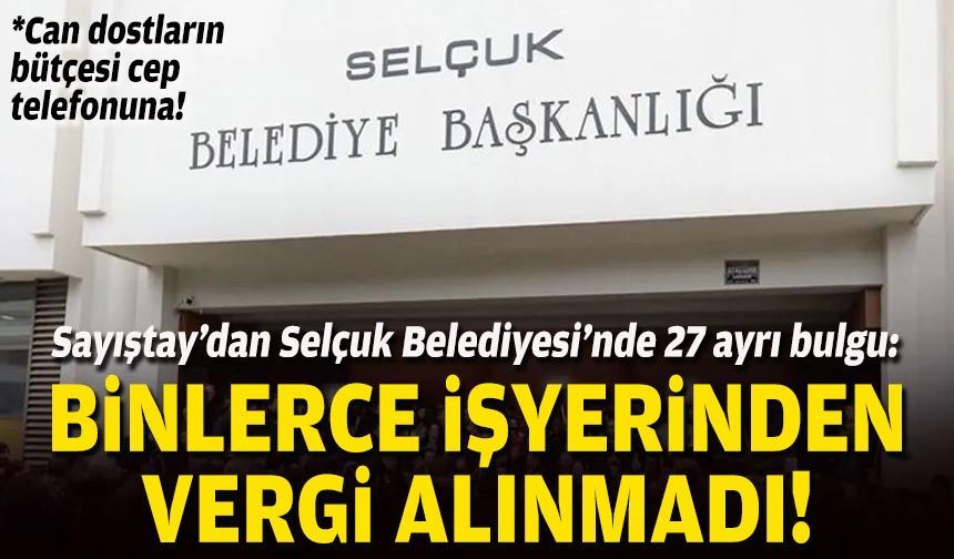 Sayıştay’dan Selçuk Belediyesi’nde 27 ayrı bulgu: Binlerce işyerinden vergi alınmadı!