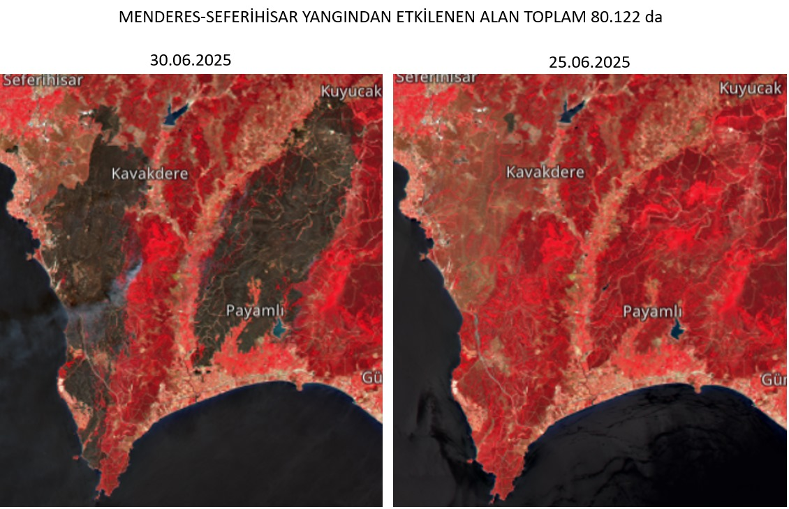 Seferihisar ve Menderes’te yangın 80 bin dekara yayıldı
