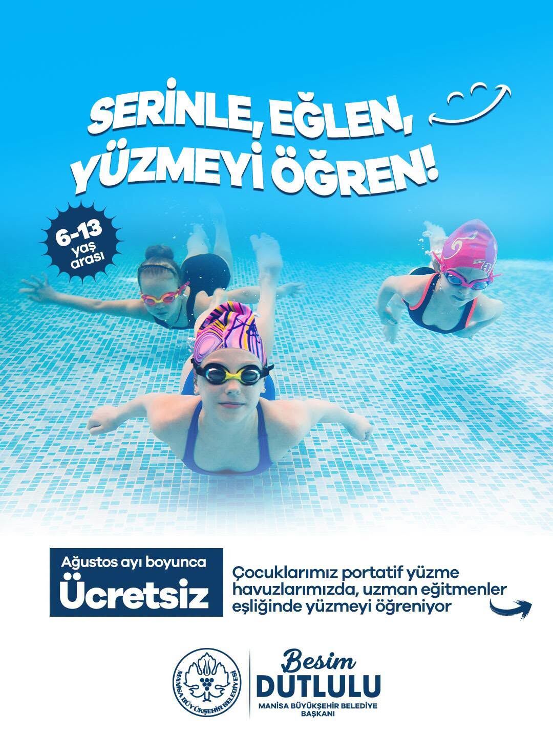 Manisa’da Çocuklar Hem Serinleyecek Hem Yüzme Öğrenecek (1)
