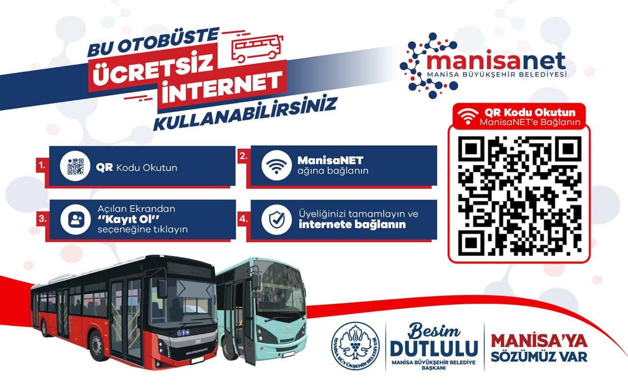 Manisa Büyükşehir Belediyesi Otobüslerinde Ücretsiz İnternet Dönemi-1