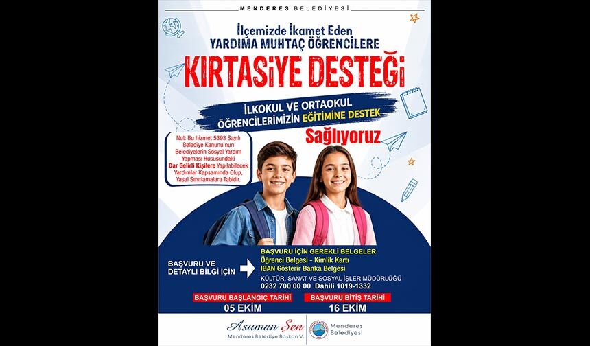 Menderes Belediyesi’nden öğrencilere destek
